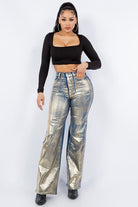 Wide Leg Jean with Foil Detail GJG Denim