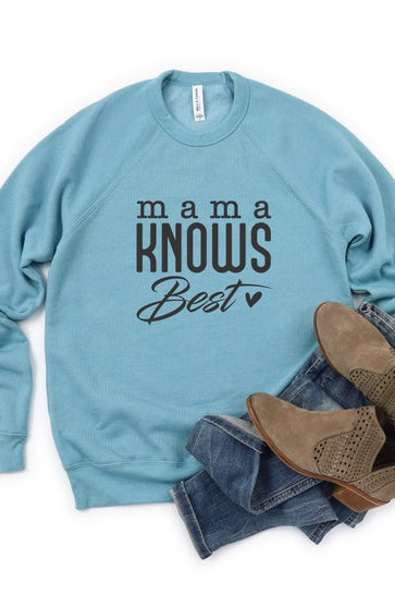 Mama Knows Best Bella Canvas Premium Sweatshirt Ocean and 7th