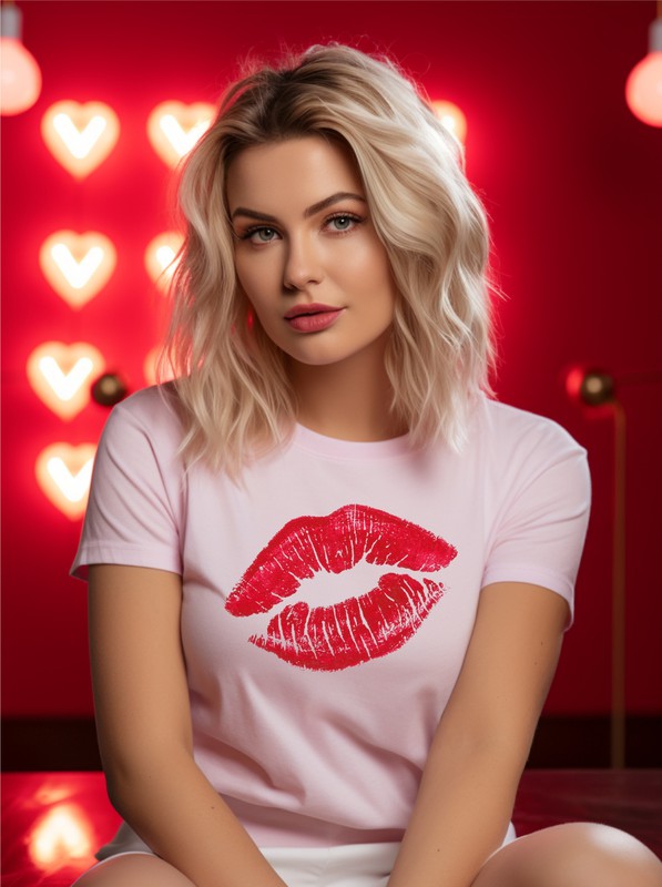 Graphic Red Lips Graphic Tee Ocean and 7th