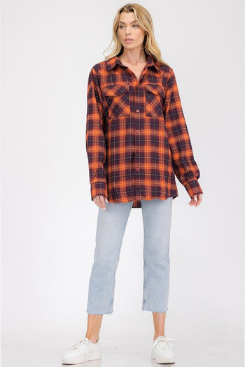 Boyfriend Oversize Plaid Flannel Long Sleeve WEIV