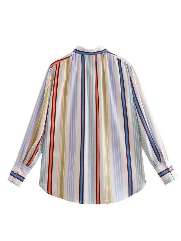 Striped Lantern Sleeve Shirt ClaudiaG Apparel