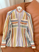 Striped Lantern Sleeve Shirt ClaudiaG Apparel