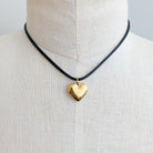 Black Cord Heart Drop Necklace Ellison and Young