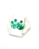 Green Swirl Deco Acrylic Earrings Valentines Baubles by B