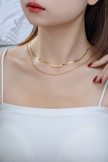 two layer mixed size herringbone chain necklace LA3accessories