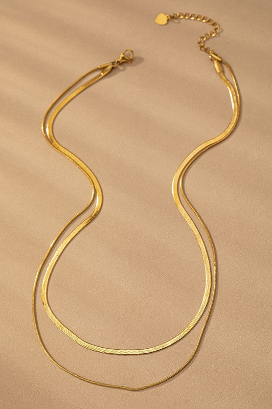 two layer mixed size herringbone chain necklace LA3accessories