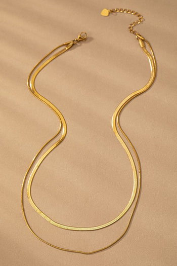 two layer mixed size herringbone chain necklace LA3accessories