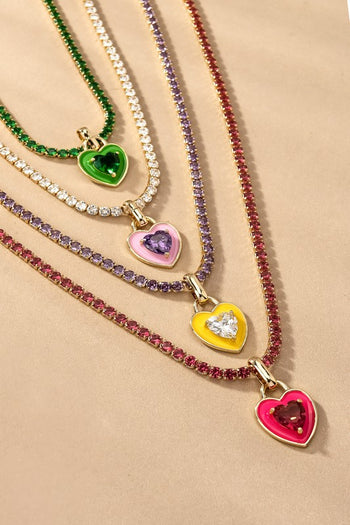 AAA CZ HEART RHINESTONE CHAIN NECKLACE LA3accessories