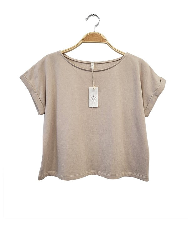 BRUSHED ORGANIC HEMP LOOSE FIT CROP TOP Fabina