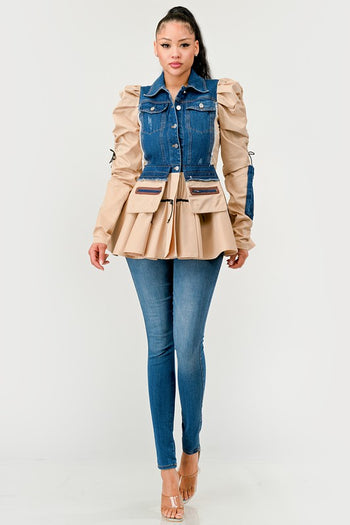 Peplum Panache Denim Jacket Athina