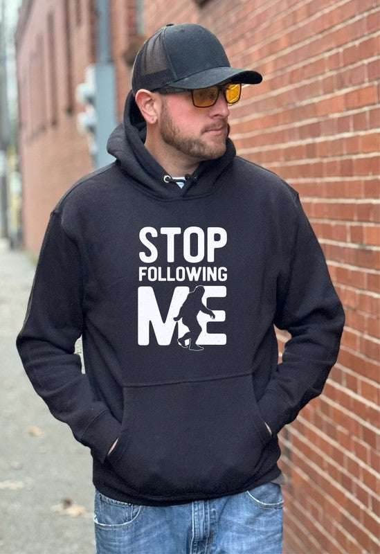 Stop Following Me Bigfoot Graphic Hoodie Ocean and 7th