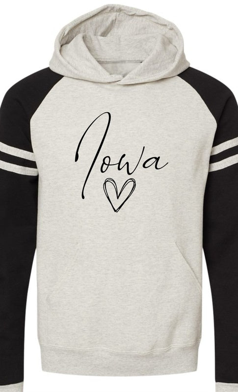 Cursive Iowa Heart Graphic Sweatshirt Ocean and 7th