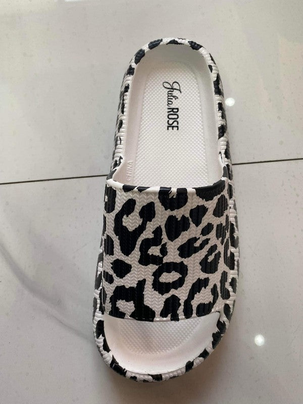 White Leopard Insanely Comfortable Slides Julia Rose