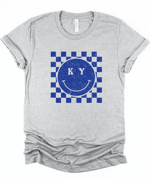 KY Smile Checkered Graphic State Tee Ocean and 7th