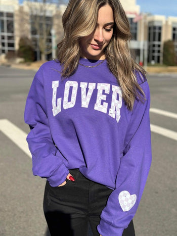 Checkered Lover Heart Sleeve Sweatshirt Ask Apparel