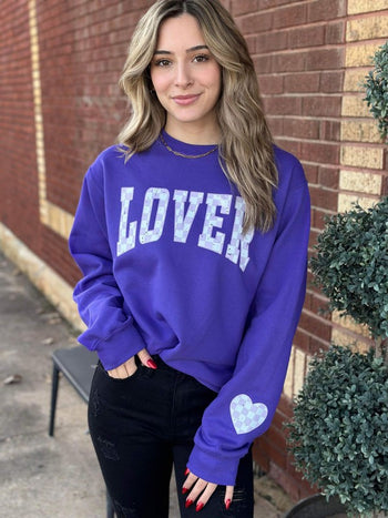 Checkered Lover Heart Sleeve Sweatshirt Ask Apparel