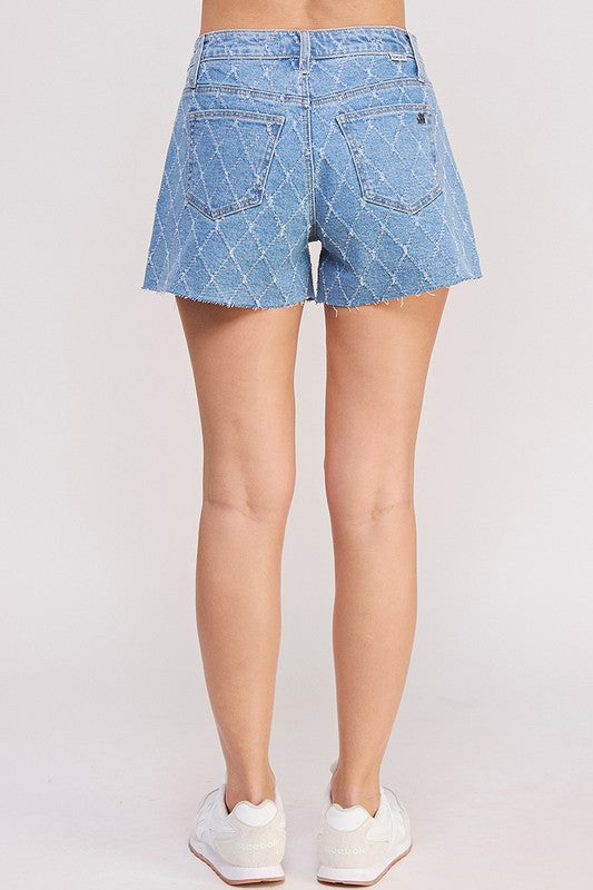 HIGH RISE SHORTS WITH QUILTED PATTERN SPECIAL A JEANS