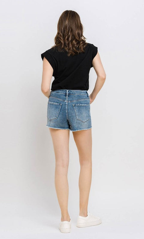 Super High Rise Button Up Stretch Shorts VERVET by Flying Monkey
