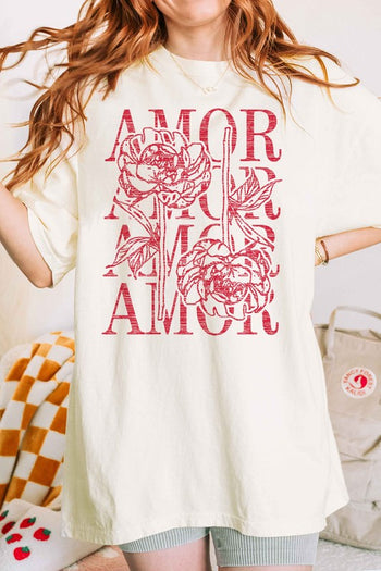 AMOR LOVE ROSE VALENTINE OVERSIZED GRAPHIC TEE ALPHIA