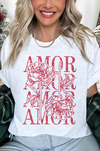 AMOR LOVE ROSE VALENTINE OVERSIZED GRAPHIC TEE ALPHIA