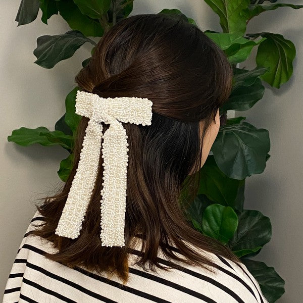 Luxe Beaded Pretty Bow Hair Clip Ellison and Young
