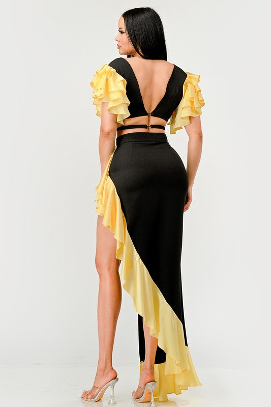 Sunset Ruffle Glamour Gown Athina