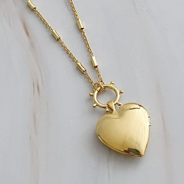 Slash Patterned Heart Open Locket Necklace Ellison and Young