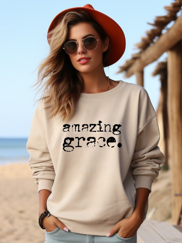 Amazing Grace Cozy Graphic Sweatshirt Ocean and 7th