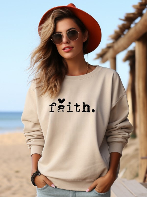 Faith Heart Cozy Graphic Sweatshirt Ocean and 7th