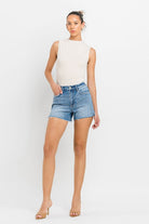 High Rise Side Slit A Line Shorts VERVET by Flying Monkey