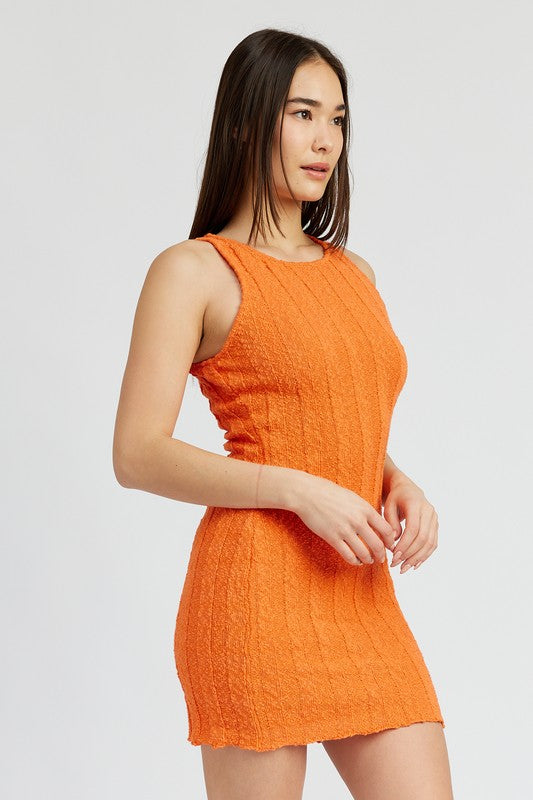ROUND NECK FITTED MINI DRESS Emory Park