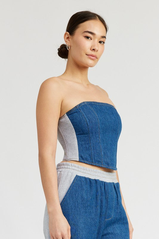 MIXED MEDIA BUSTIER TOP Emory Park