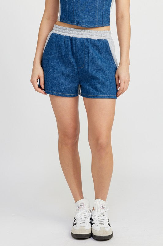 MIXED MEDIA HIGH WAIST SHORTS Emory Park