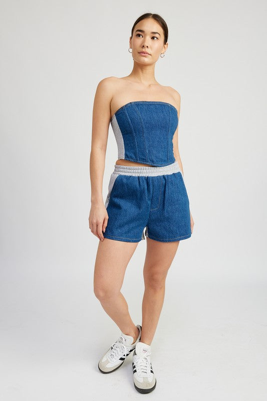 MIXED MEDIA HIGH WAIST SHORTS Emory Park