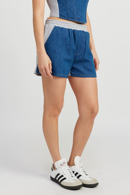 MIXED MEDIA HIGH WAIST SHORTS Emory Park