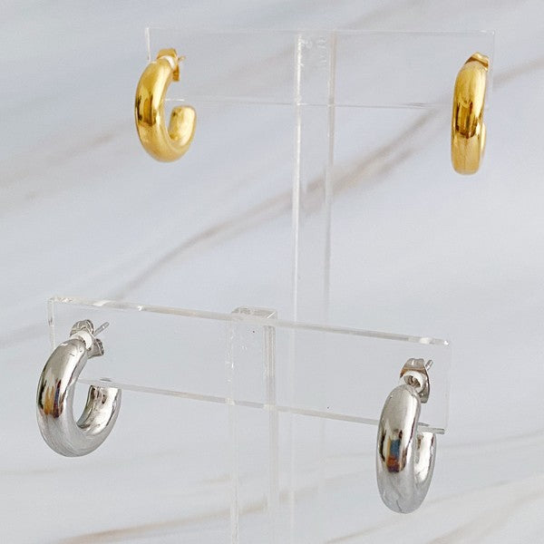 Smaller Polished Hollow Hoop Earrings Ellison and Young