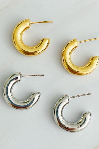 Smaller Polished Hollow Hoop Earrings Ellison and Young