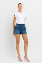 High Rise Slit Raw Hem A-Line Shorts VERVET by Flying Monkey