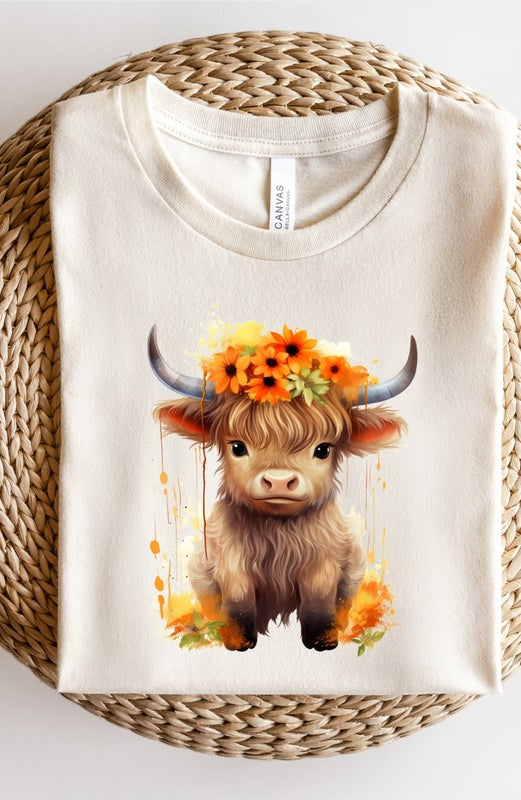 Orange Baby Highland Cow Graphic Tee Ocean and 7th