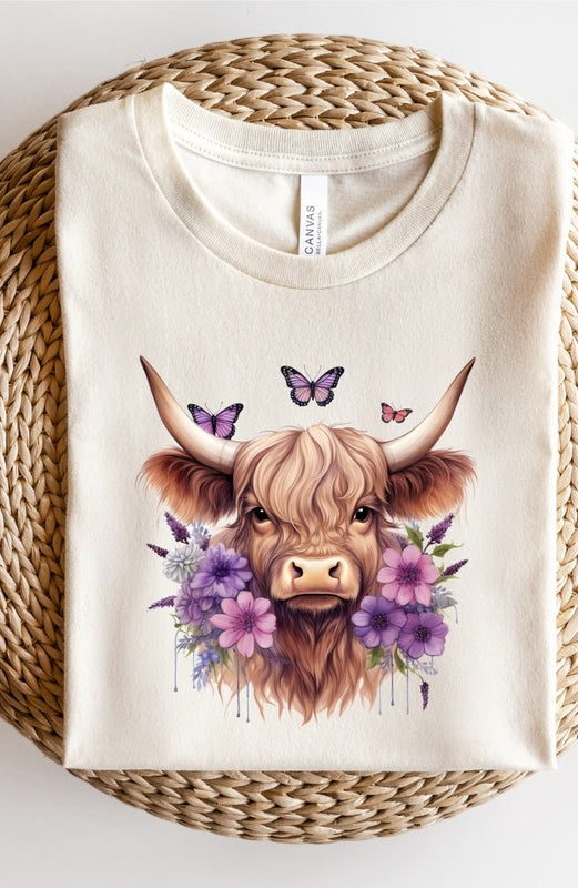 PURPLE Baby Highland Cow Graphic Tee Ocean and 7th