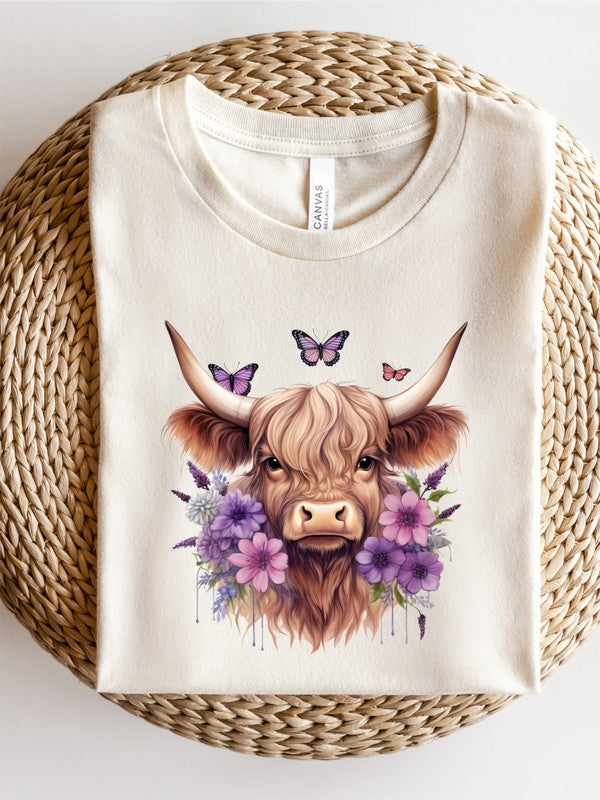 PURPLE Baby Highland Cow Graphic Tee Ocean and 7th