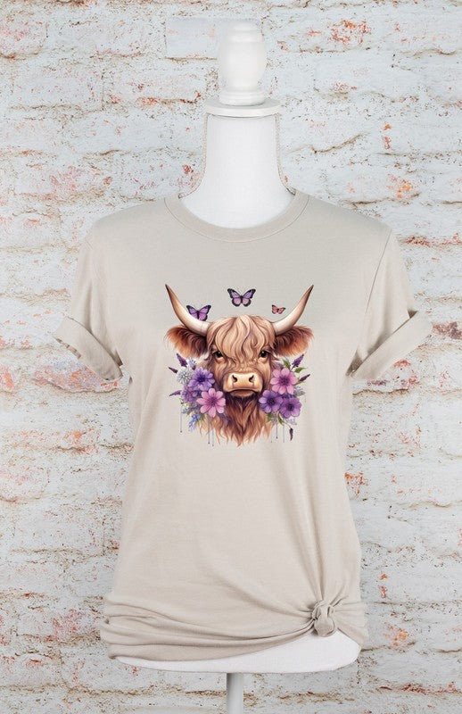 PURPLE Baby Highland Cow Graphic Tee Ocean and 7th