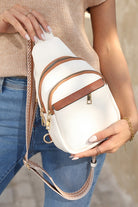 White Casual Multi Zipped Street penny Sling Bag EG fashion