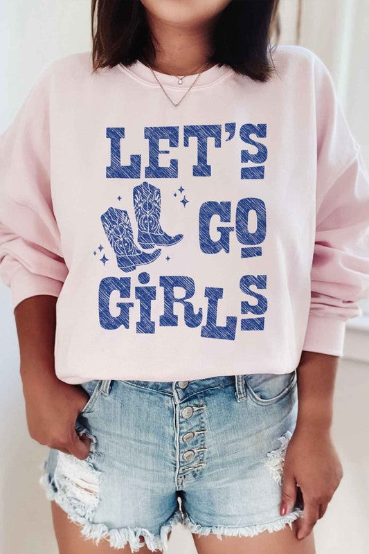 LETS GO GIRLS WESTERN BOOTS GRAPHIC SWEATSHIRT ROSEMEAD LOS ANGELES CO