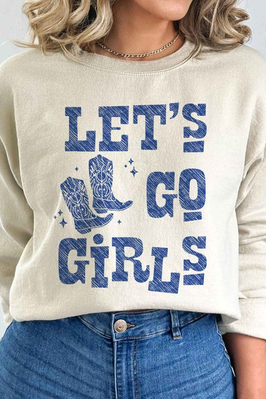 LETS GO GIRLS WESTERN BOOTS GRAPHIC SWEATSHIRT ROSEMEAD LOS ANGELES CO