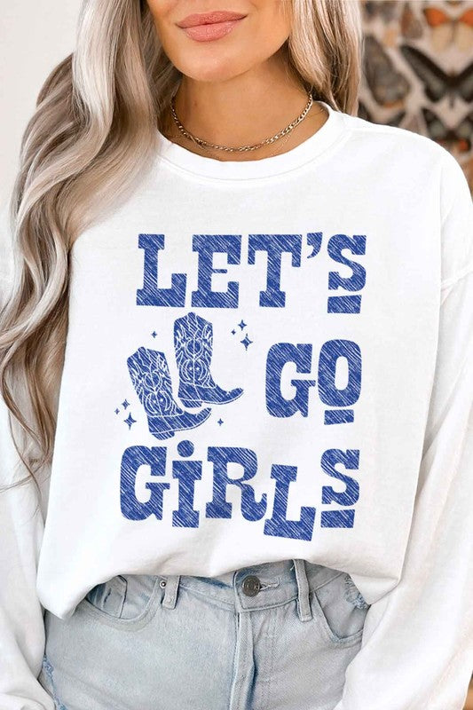 LETS GO GIRLS WESTERN BOOTS GRAPHIC SWEATSHIRT ROSEMEAD LOS ANGELES CO