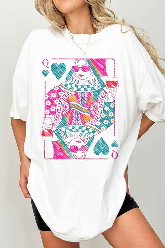 QUEEN OF HEARTS OVERSIZED GRAPHIC TEE ROSEMEAD LOS ANGELES CO