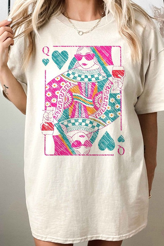 QUEEN OF HEARTS OVERSIZED GRAPHIC TEE ROSEMEAD LOS ANGELES CO