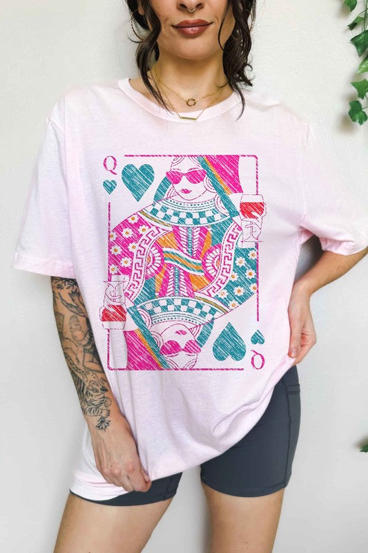 QUEEN OF HEARTS OVERSIZED GRAPHIC TEE ROSEMEAD LOS ANGELES CO