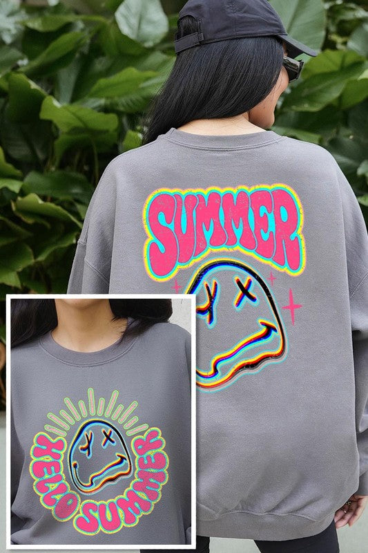 Summer Face Front Back Graphic Fleece Sweatshirts Color Bear